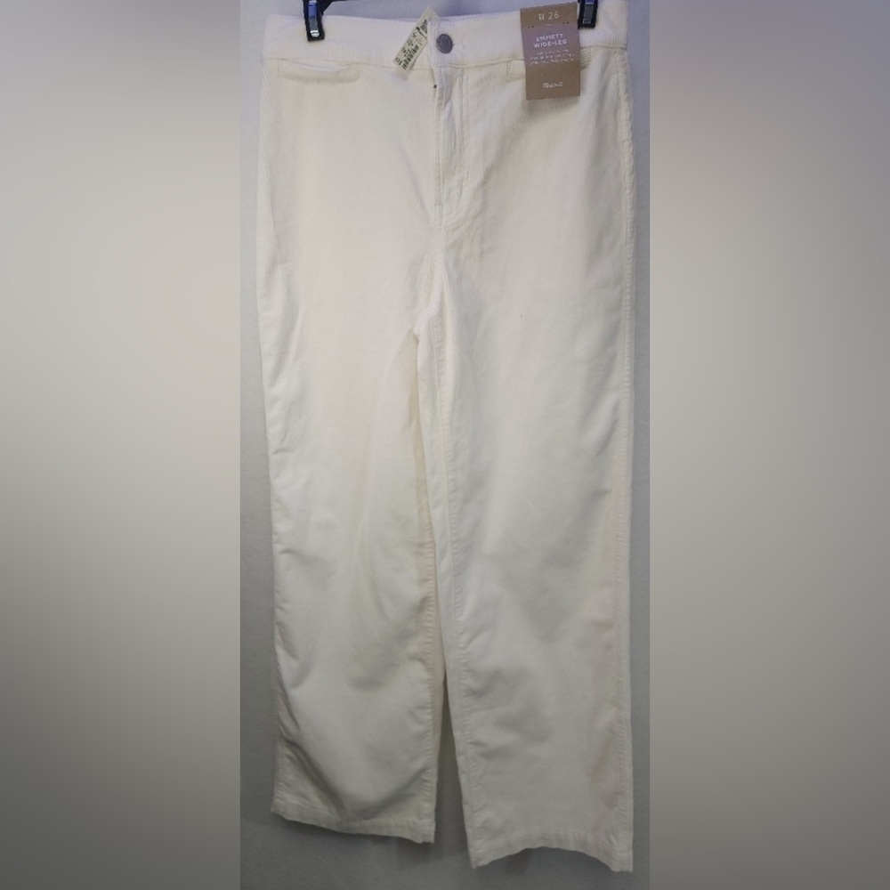 Madewell Wide-Leg 30 NWT New Emmett Full Length Winter White Corduroy Pant - Picture 3 of 5